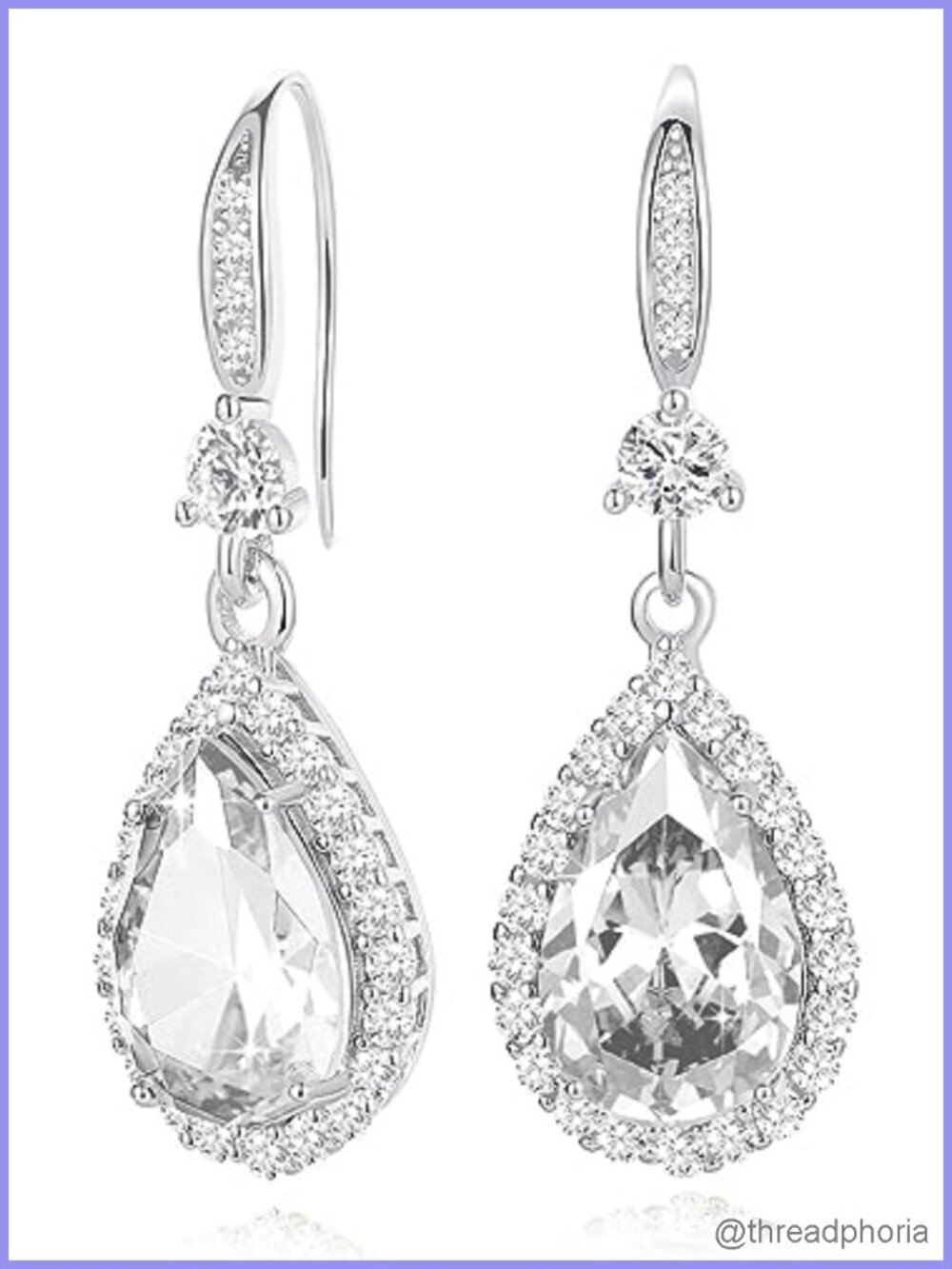 Diamond Dangle Earrings for Women - CZ Crystal Drop Teardrop Hook Earrings